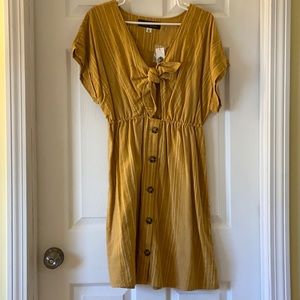 Francescas Yellow tie dress with open front